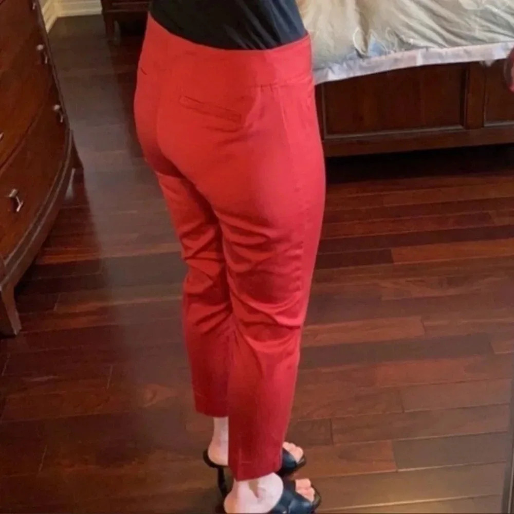 Ricki’s Slim Fit Ankle  Slit Cropped Pants Cotton Sateen Burnt Orange Size 0 - Picture 13 of 16